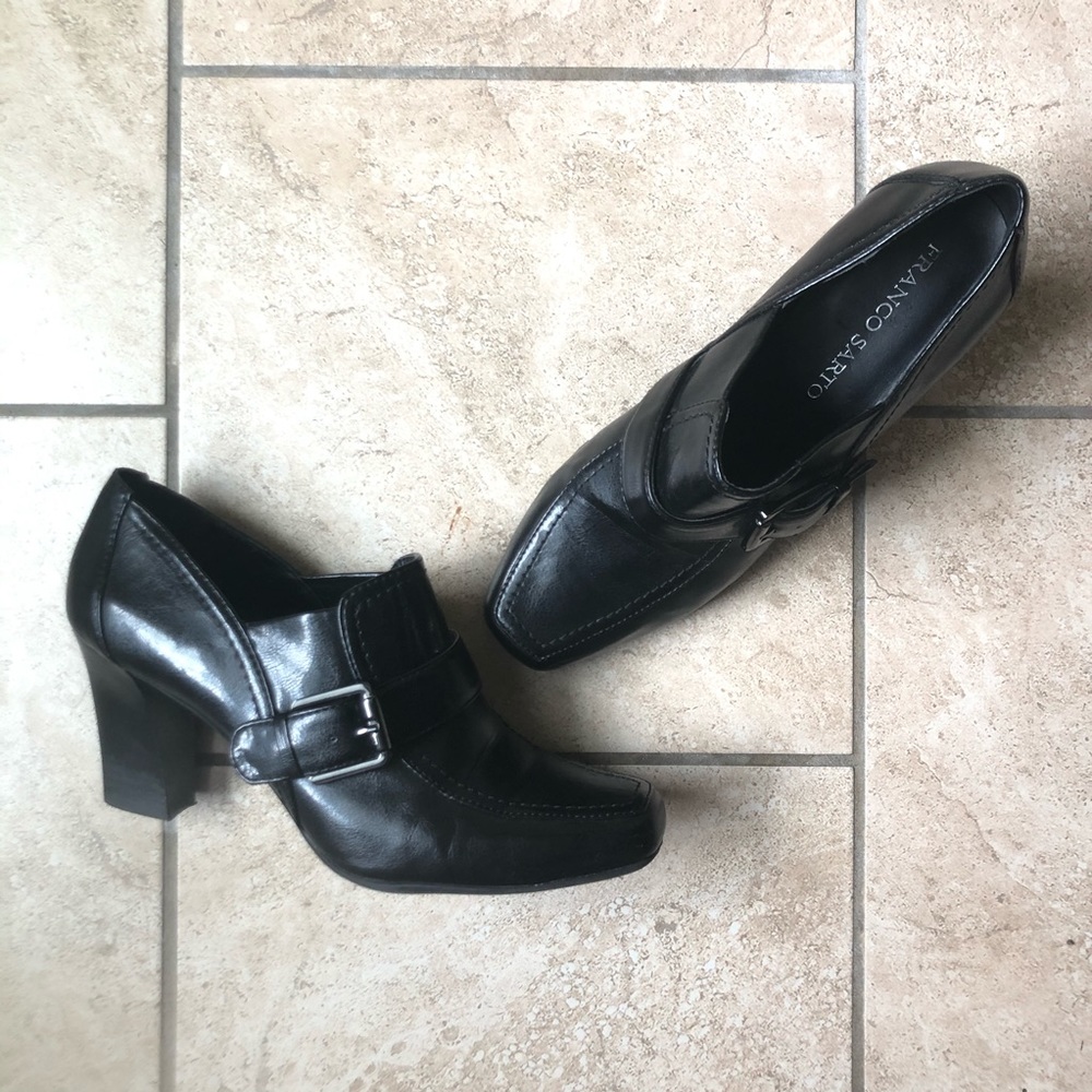 Franco Sarto Black Heels With Buckle Size 7